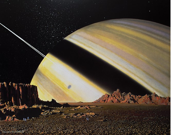 Saturn from Mimas by Bonestell 2