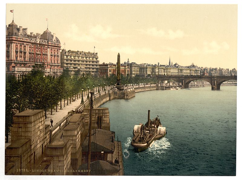 Thames Embankment on 1890s postcard